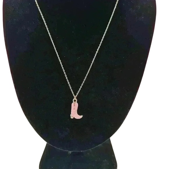 gold and pink cowboy boot necklace - Picture 2 of 2